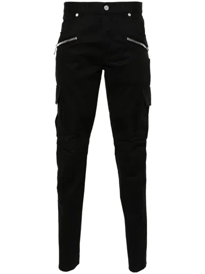 Balmain Dark Wash Tapered Fit Cargo Jeans 17cm In Black