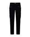 Balmain Cotton Blend Black Denim Jeans With Multi-pocket Design In Black
