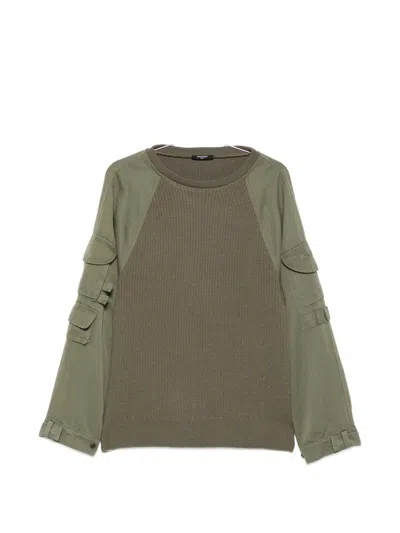 Balmain Cargo-pocket Panelled Sweater In Multi