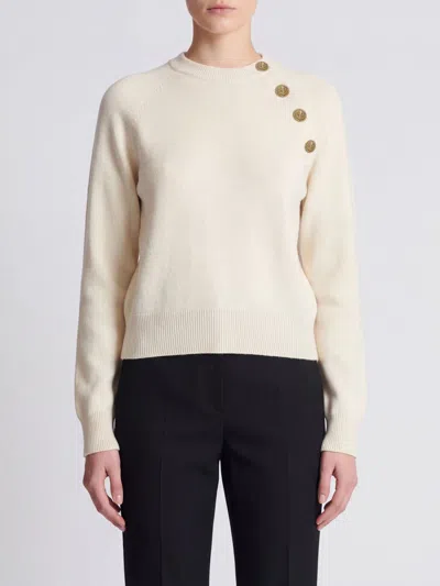 Balmain Cashmere And Virgin Wool Blend Crewneck Jumper With Long Sleeves In White