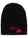 BALMAIN CASHMERE AND WOOL KISS BEANIE WITH EMBROIDERY