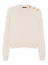 Balmain Eco-cashmere Button Sweater Sweaters And Cardigans Beige In Multi