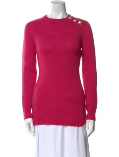 Pre-owned Balmain Cashmere Crew Neck Sweater In Pink