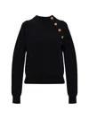 Balmain Button-embellished Raglan-sleeve Sweater In Black