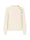 Balmain Elegant Womens Cashmere-wool Sweater With Decorative Buttons In Neutral