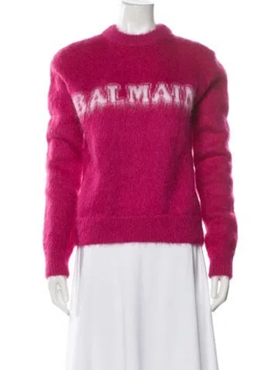 Pre-owned Balmain Cashmere Graphic Print Sweater In Blue