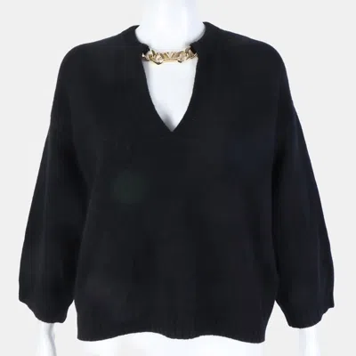 Pre-owned Balmain Cashmere Long-sleeve Knit S In Black