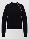 Balmain Button-embellished Raglan-sleeve Sweater In Black