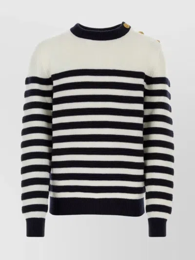 BALMAIN CASHMERE SWEATER WITH EMBROIDERED BUTTON ACCENTS