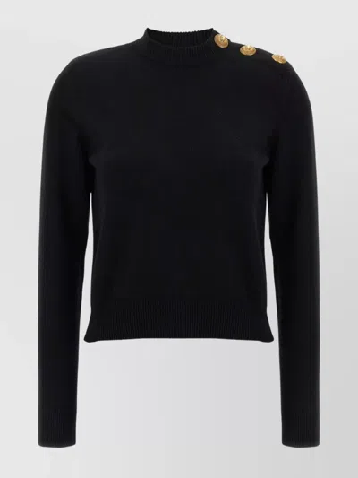 BALMAIN CASHMERE SWEATER WITH GOLD BUTTON DETAIL