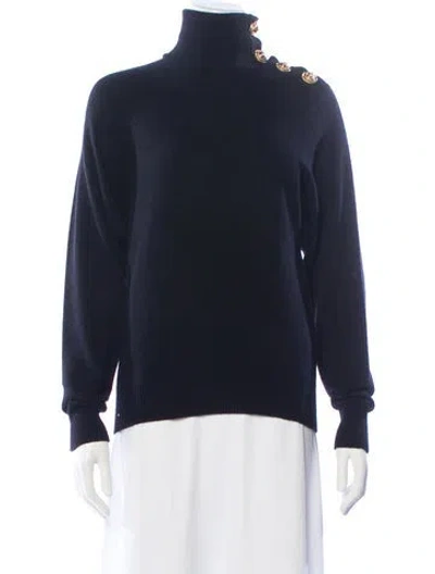 Pre-owned Balmain Cashmere Turtleneck Sweater In Blue
