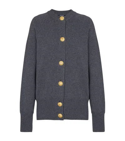 Balmain Cashmere-virgin Wool Cardigan In Gray