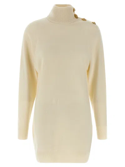 Balmain Cashmere Wool Dress In Neutral