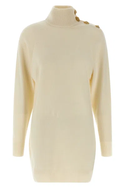 Balmain Cashmere Wool Dress Dresses Beige In Neutral