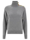 Balmain Cashmere Wool Sweater Sweaters And Cardigans Gray In Gray