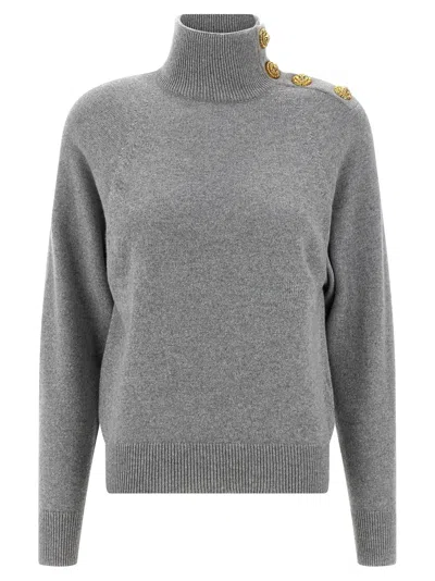 Balmain Cashmere Wool Sweater Sweaters And Cardigans Gray