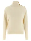 Balmain Cashmere Wool Sweater Sweaters And Cardigans White In Nude