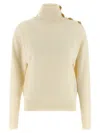 Balmain Cashmere Wool Sweater Sweaters And Cardigans White In Nude