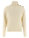 Balmain Cashmere Wool Sweater Sweaters And Cardigans White In Nude