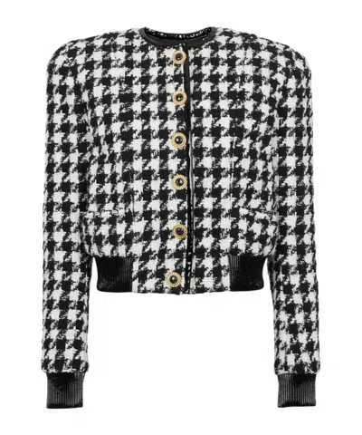 Balmain Casual Jacket With Houndstooth Pattern In Black