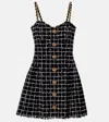 Balmain Chain-detail Checked Tweed Minidress In Black
