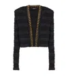 Balmain Chains Details Side To Side Tweed Jacket In Black