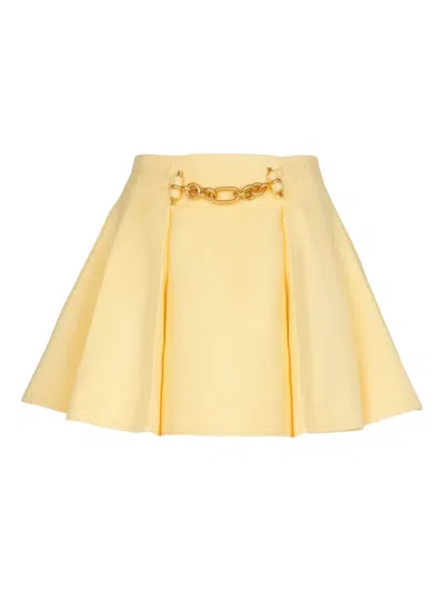Balmain Chain-detail Mini Skirt In Yellow