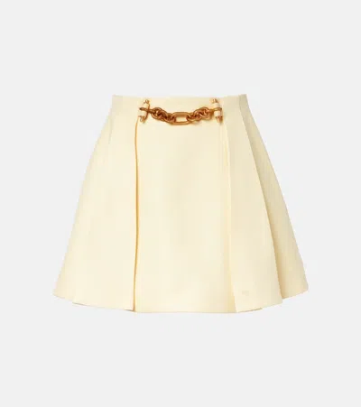 Balmain Chain-detail Pleated Miniskirt In Yellow