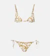 Balmain Chain-print Triangle Bikini In Brown