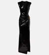 Balmain Chain-detail Sequined Gown In Black