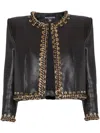 Balmain Leather Chain-detail Jacket In Black