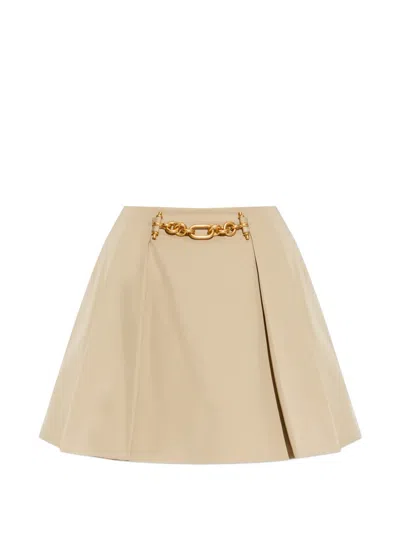 Balmain Chain-embellished A-line Skirt In Neutral
