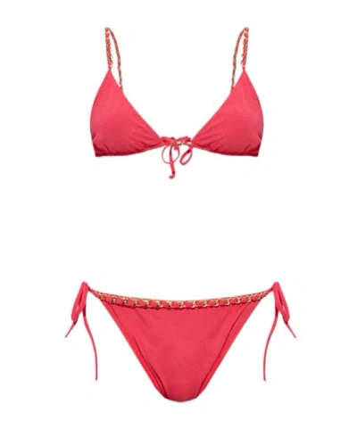 Balmain Chain-embellished Triangle Bikini In Pink