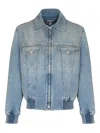 Balmain Blue Cropped Lined Denim Jacket In Blue