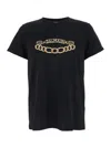 Balmain Black Crewneck T-shirt With Logo Print On The Front In Black
