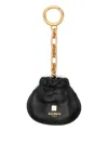 Balmain Pulse Leather Key Ring In Black