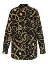 Balmain Chain-print Button-up Shirt In Black