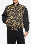 Balmain Chain Print Reversible Silk Bomber Jacket In Black