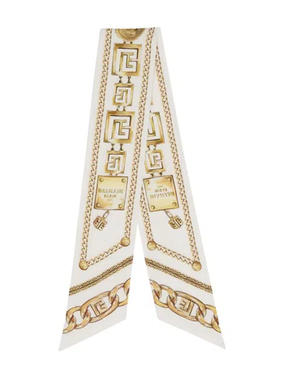 BALMAIN CHAIN-PRINT SILK BANDANA