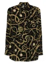 Balmain Shirt Chain Print Gold Buttons In Black