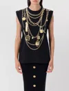 Balmain Chain Print Sleeveless Top In Black