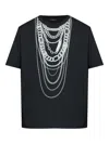 Balmain Graphic Chain Motif Black T-shirt With Short Sleeves In Black