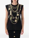 Balmain Chain Print Sleeveless Top In Black