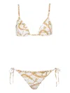 Balmain Chain-print Triangle Bikini In Yellow