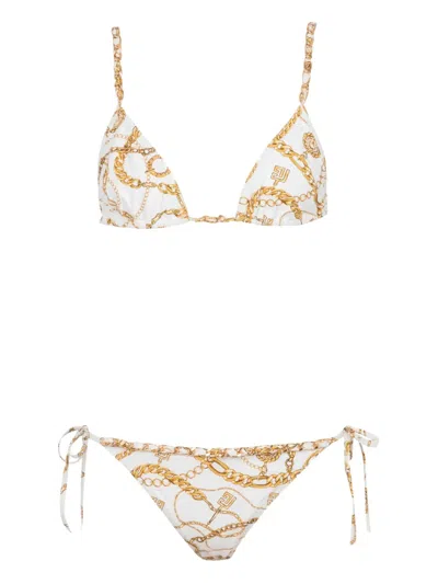 BALMAIN CHAIN-PRINT TRIANGLE BIKINI