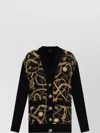 Balmain Chain Print Silk And Wool Cardigan In Gold