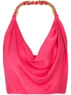 Balmain Silk Draped Halterneck Top In Pink