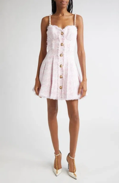 Balmain Chain Strap Tweed Fit & Flare Dress