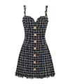 Balmain Chain-detail Checked Tweed Minidress In Black