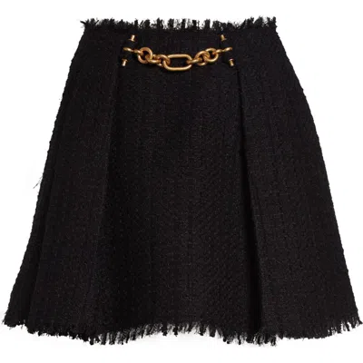 Balmain Chain Tweed A-line Miniskirt In Black